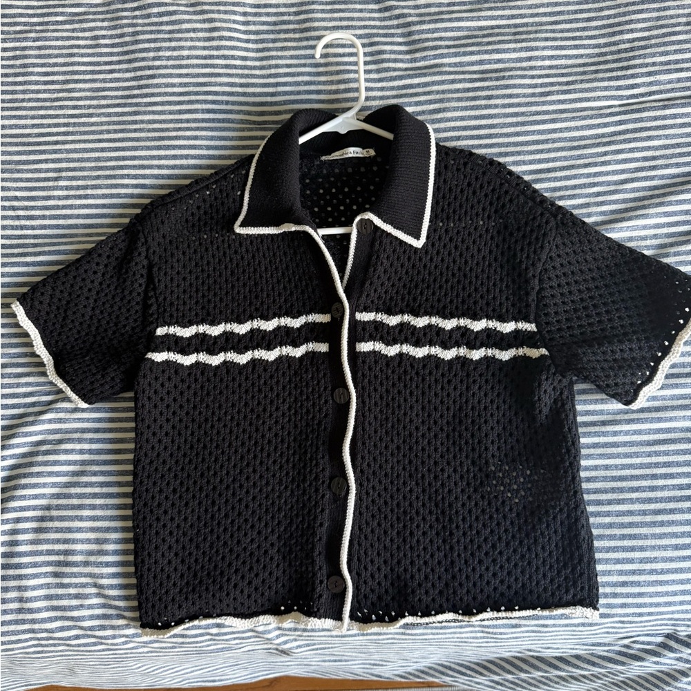 Abercrombie black knit button down (medium)
